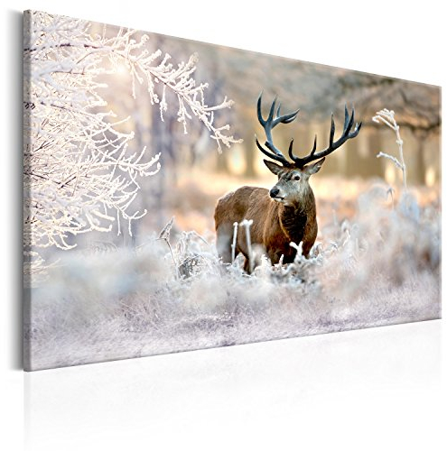 murando - Wandbilder Hirsch 60x40 cm Leinwandbild 1 tlg Kunstdruck modern Wandbilder XXL Wanddekoration Design Wand Bild - Natur Tier Landschaft g-C-0057-b-b