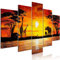 decomonkey Bilder Afrika Tiere 150x75 cm 5 Teilig Leinwandbilder Bild auf Leinwand Wandbild Kunstdruck Wanddeko Wand Wohnzimmer Wanddekoration Deko