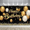 KEUGT Decorazione di Compleanno Poster con Sfondo oro Nero, Decorazione per Feste di Compleanno, Forniture per Feste di Compleanno, Dimensioni 180X115 cm
