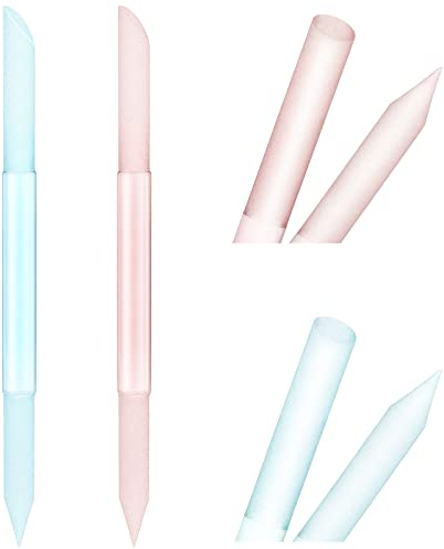 Sibba 2 Pezzi Spingi Cuticole in Vetro Strumento per La Rimozione Delle Rifinitore Doppia Faccia Bastoncino Manicure Limatura Professionale Superfici Abrasive Set Saloni Unghie Donne Ragazze(Blu Rosa)