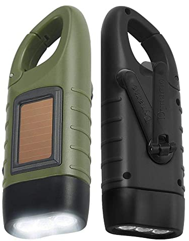 Simpeak 2 Pcs Linterna LED Linterna Mini Portátil, LED Linterna de Mano Resistente al Agua con Cargador Solar (Negro+Verde)
