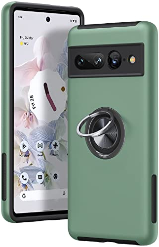 KOVASIA für Google Pixel 7 Pro Hülle mit Ständer, Handyhülle für Google Pixel 7 Pro Unterstützung Magnetische Autohalterung, Stoßfest Schutzhülle Kratzfest Bumper Hülle für Pixel 7 Pro,Alpengrün