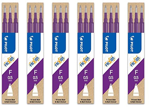 PILOT FriXion Ball Clicker Nachfüllpackungen, feine Spitze, Violett, 6 Stück