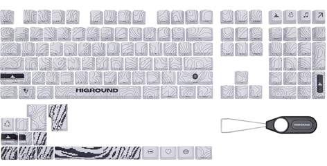 Higround Topograph PBT Dye Sub-Tastenkappen – für mechanische Tastaturen, vollständiges 123-Tasten-Set, OEM-Profil, ANSI-ISO-Unterstützung, US-Layout (SNOWSTONE)