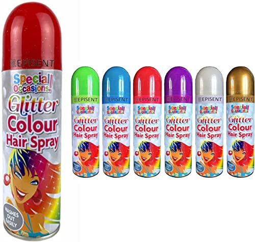 EPISENT Temporary Colour Hair Spray & Glitter - Wash Out Easily - Perfect for Fancy Dress, Parties or Just Experimenting with a New Look - 200ml Can - For Men and Women (Green)
