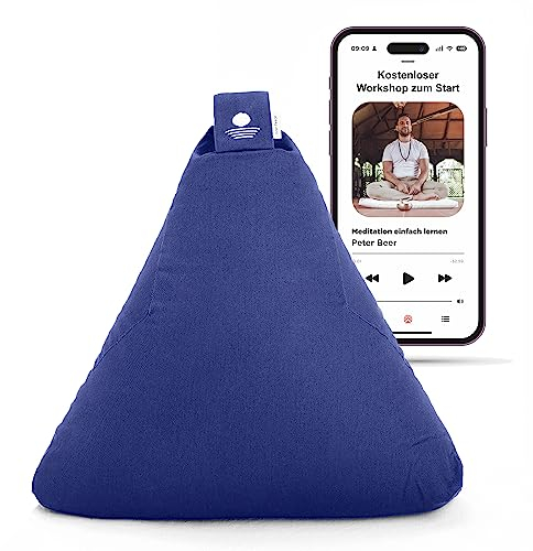Inner Peace Meditationskissen Yogakissen Dreieckskissen mit Bio Dinkelspelzfüllung (Königsblau)