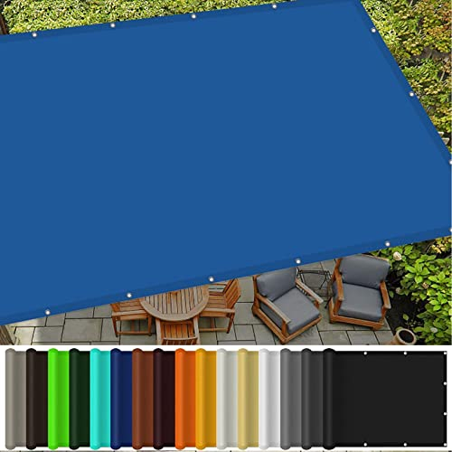 Sonnensegel Rechteckig Wasserdicht 2.5 x 8 m Sonnenschutz Netz Terrassendach Sichtschutz Vielen Größen mit Spannseilen für Patio Hinterhof Rasengarten, Blau