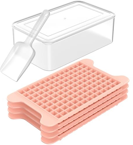 Mini Ice Cube Tray for Freezer: FDDBI Small Ice Trays for Freezer with Bin - 117×4PCS Easy Release Nugget Ice Tray - Crushed Ice Tray with Ice Container