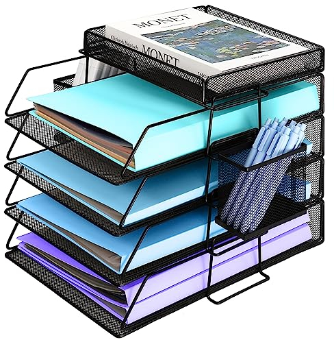 Letter Tray, Filing Tray for Office Desk, Paper Tray Desk Organiser Tray, Paper Filing Tray Folder, Desk Tidy Organizer A4, File Document Holder for Home Office School