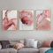 JLCZBT Nordische Wohnzimmer Wandbilder, Rosa und Gold Marmor Bilder, Rosa Blume Leinwand, Luxus Marmor Poster Rosa Wandkunst Bild, Rahmenlos (50x70cm)