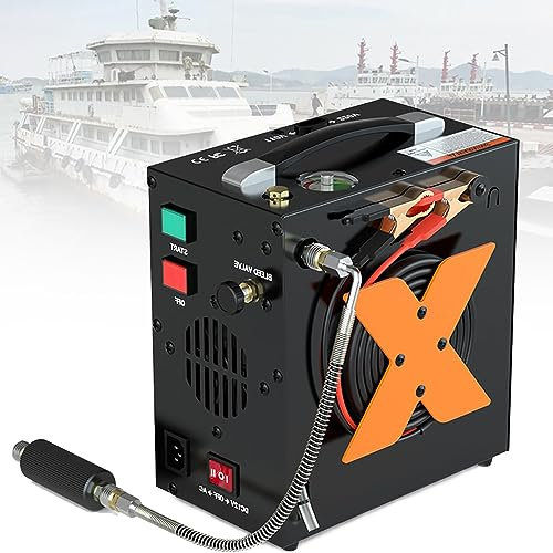 MaxtiL PCP Air Compressor, Auto-Stop, Oil-Free, Powered by Car 12V DC or Home 220V-240V AC, Paintball/Scuba Tank Compressor Pump, Set-Pressure & Auto-Shutoff