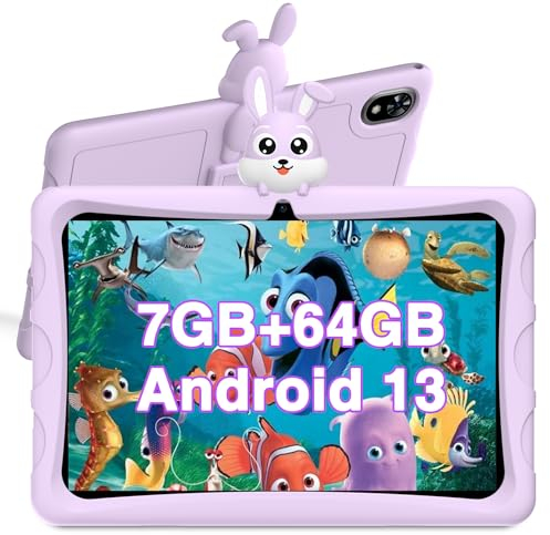 DOOGEE U9 Kid Kinder Tablet Android 13, 10 Zoll HD Augenschutz Kids Tablet, 7GB+64GB/TF 1TB Quad-Core, 5060mAh, WiFi 6, Dual-Kamera, Kinder-Tablet mit Schutzh黮le