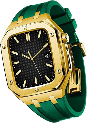 EZZON Robusta cassa in acciaio inossidabile con cinturino in silicone, per Apple Watch S8 S7 45 mm da uomo, lunetta in metallo, per iWatch S6 5 4 SE accessori da 44 mm, 45mm, agata