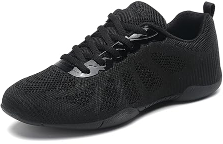 Damen Cheerleading Mädchen Cheerleadingschuhe Tanzschuhe Schuhe Schnürschuhe Weiß Training Schuhe Outdoor Sportschuhe Walkingschuhe Fitness Gymnastik Yoga Tanzschuhe Schwarz 38EU