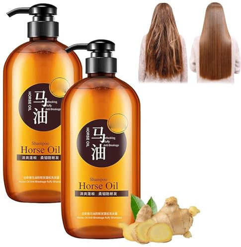 Horse Oil Nourishing Shampoo, Horse Oil Supple Moisturizing Shampoo, Anti-Haarausfall-Shampoo für kräftigeres, dickeres, längeres Haar (2pcs)