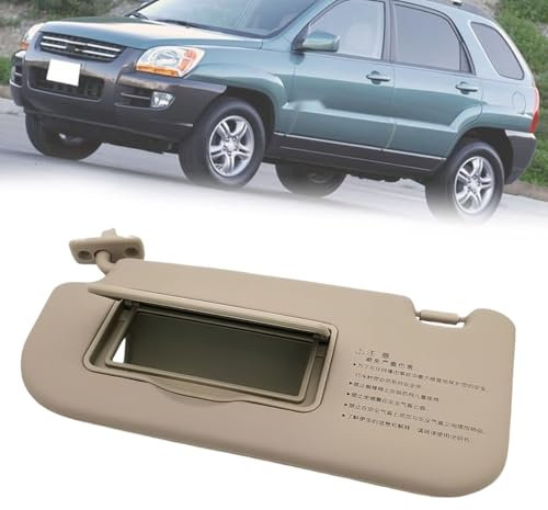 Visera Parasol Interior para Kia Sportage 2005-2010, Delantero Parabrisas Protección Solar Coche Izquierdo Derecho Lado Conductor Pasajero con Espejo, Beige Gris 8520103000,Beige-Left