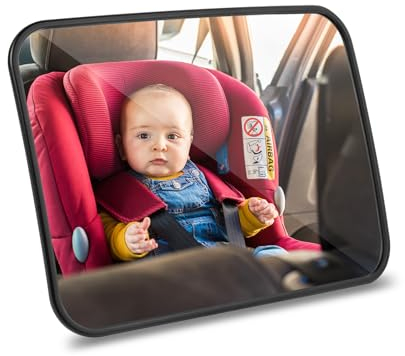 AiQInu Car Mirror Baby Rear View, Baby Car Mirror for Back Seat, 100Percent Shatterproof Car Baby Mirror, Adjustable Straps, Essentials for Newborn and Baby Safety
