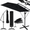 KESSER® Ampelschirm Holly Sonnenschirm Rechteckig inkl. Abdeckung mit Kurbel | Kurbel-Schirm mit Ständer UV-Schutz Aluminium Wasserabweisend Ø350cm Gartenschirm Marktschirm Schwarz