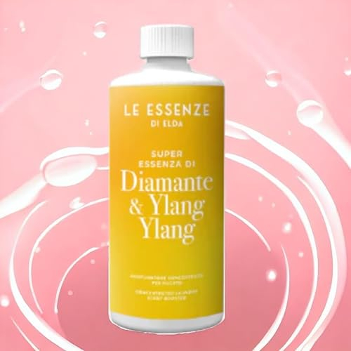 Le Essenze di Elda Wäscheparfüm | Moschus & Ylang Ylang | 500ml, Hochkonzentriert | Bis zu 100 WL | Weichspüler Zugabe oder Ersatz | 14 Verschiedene Düfte | Diamante & Ylang Ylang