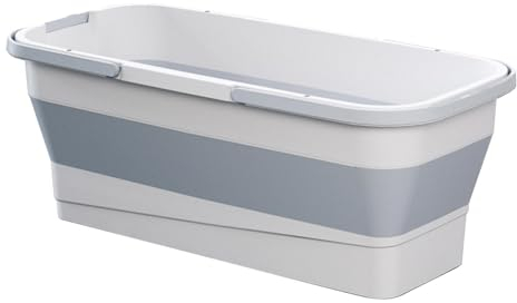 Cubo plegable | Cubo plegable rectangular de gran capacidad con asa | Cubo de limpieza portátil de silicona con mango y ruedas | Cubo de silicona multiusos de limpieza para pesca y camping
