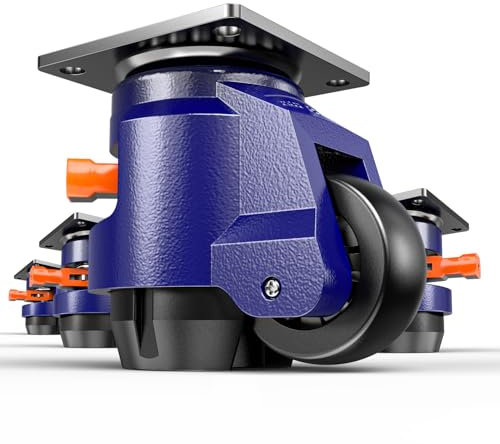 KOSTANZO Premium Nivellierrolle - Schwerlastrolle mit Ratschengriff - Gesamtkapazität 1200kg - Gesamthöhe 107-114 mm - Industrierollen für Werkbank