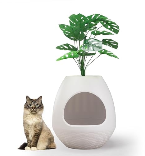 FURPAL Bandeja de arena multifuncional para gatos con tapa y diseño de maceta. Con prácticas suelas de plástico, adecuada para la mayoría de los gatos, la elección ideal para apartamentos y oficinas