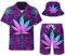 DOOPCCOR Herren-Trainingsanzug, 3-teilig, kubanischer Kragen, lustiges Hawaii-Hemd, Shorts, Button-Down-Sets mit Eimerhüten, Farbe: 21, Medium