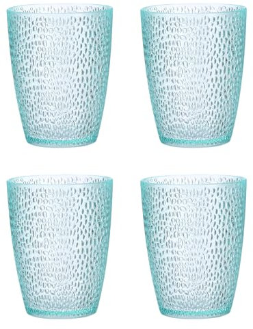 sourcing map 10oz Acrylic Drinking Glasses, 4Pcs Plastic Reusable Tumblers Drinkware Unbreakable Water Glasses Cups Stackable & Dishwasher Safe for Home Outdoors Restaurant, Light Blue