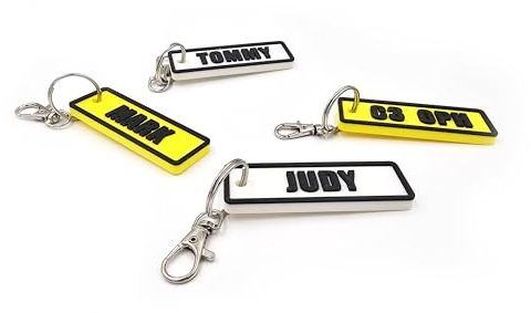 Custom Number Plate Style Personalised Keyring Gifts, Plastic Custom Key Chain Birthday Christmas Present Idea Add Your Name or Word (upto 10 Letters), Quick Release Clasp