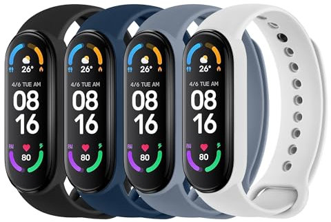 Oumida 4 Pièces Colorée Bracelet pour Xiaomi Mi Band 6 / Xiaomi Mi Band 5, Sport Silicone Souple Bracelet pour Xiaomi Mi Band 6/6 NFC/5/Band 5