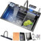 Fregadero de cocina, fregadero de acero inoxidable T304, fregadero de cocina multifuncional, fregadero de cascada, fregadero empotrado con grifo digital multifuncional y varios accesorios (85x45cm)