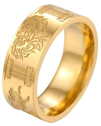 Sopodbacker Rings Ring Ringe Damen Bijouterie Herren Gravierte Löwen-Siegelringe Für Unisex-Hochzeitstag 9 Zoll Gold