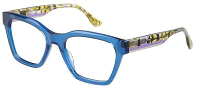 BOTANIQ Quadratisch Azetat Brillen in Blau für Damen, Brille mit Sehstärke, optional mit Sonnenbrillen tönung oder Blaulichtfilter (Modell BIO-1102-105)