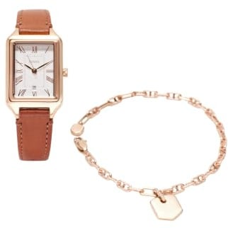 Fossil Raquel Armbanduhr für Damen, Quarz-DREI-Zeiger-Uhrwerk mit Lederarmband