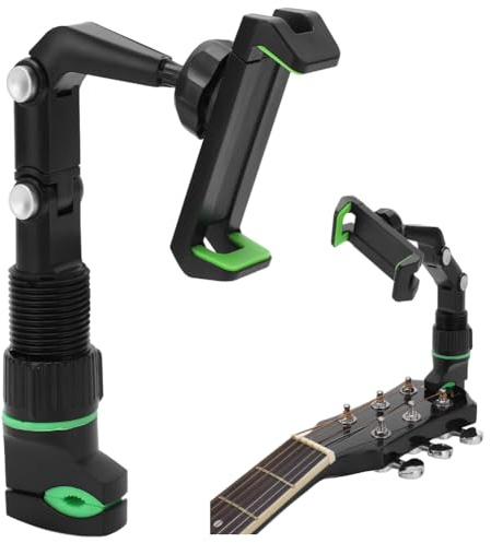 ZJchao Gitarren Handyhalter, Gitarren Handyhalterung, Verstellbare Multi Angle Klemme mit Plektren und Tuch, Geeignet für Instrumente, Notenständer, Schreibtischseiten