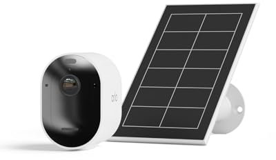 Arlo Pro 5 2K + 3 Panneaux Solaire, Caméra de Surveillance WiFi Extérieure sans Fil,Batterie Rechargeable Longue durée, Vision Nocturne Couleur Avancée, Essai Secure Inclus, 3 Caméras Blanc