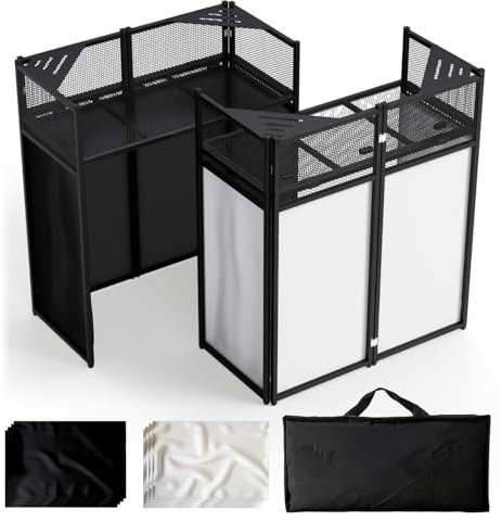 RDCMKL Faltbarer DJ-Tischständer tragbar – DJ-Fassaden-Tischstation & DJ-Kabine, stabil, einfach zu montieren, stilvoll, bequem zu lagern und zu transportieren – perfekt für private Veranstaltungen,