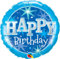 Folienballon Happy Birthday Ballon 18 Zoll (46 cm) – Runder Heliumballon in Blau mit Sternen-Design, Party-Deko für Geburtstage aller Altersklassen MADE in USA WIERVERWENDBAR