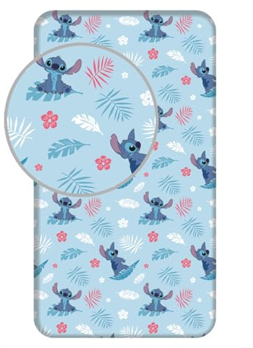 Disney Stitch Spannbettlaken Stitch 90x200 cm, 100% Baumwolle, Blau