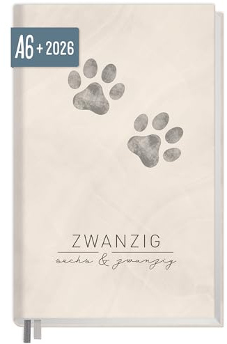 Häfft® Chäff-Timer Mini Taschenkalender 2026 A6+ “Paws” Terminplaner klein mit 1 Woche auf 2 Seiten, Wochenplaner, Kalender, Organizer - nachhaltig & klimafreundlich