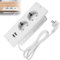 Prise encastrable avec 2 Ports USB, Bloc multiprise encastrable 2 Prises avec câble 1,6 m, Prise intégrée pour Bureau, Meuble ou Plan de Travail