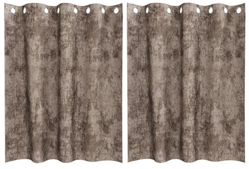 vidaXL Samtvorhänge 2er Set mit Ösen in Cappuccino, 140 x 140 cm – perfekte Innenfensterbehandlung für Sichtschutz und Lichtfilterung. Verdunkelnde, Elegante Vorhänge für EIN Dunkles Ambiente.