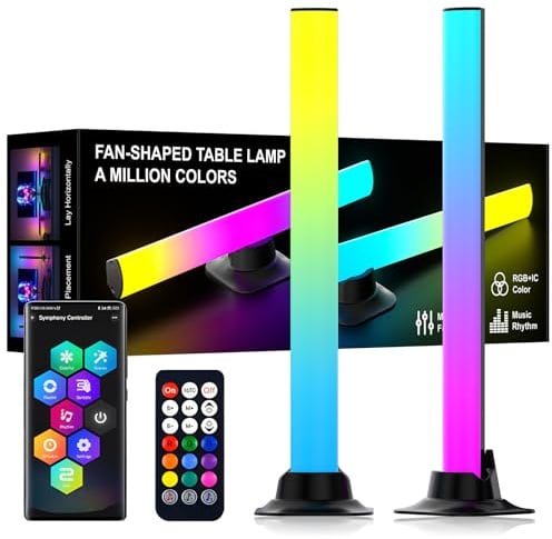AURORIONCG Barra LED Gaming RGBIC 32cm, Luce TV e PC Monitor, Pack da 2 | Barre LED 32cm; Luce 300 Gradi; Sincro Musica; Supporto Doppia Posizione; Telecomando e App; Connessione USB 5V