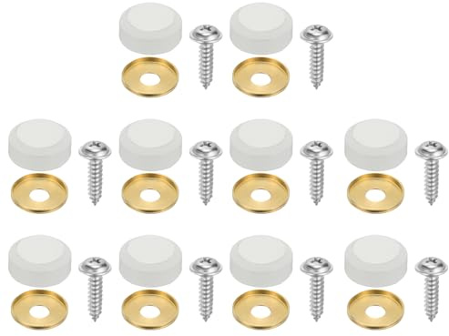 sourcing map Lot de 10 vis décoratives pour miroir avec capuchons, cache-vis de fixation en alliage de 16 mm, fixations pour meubles, artisanat, matériel publicitaire, blanc