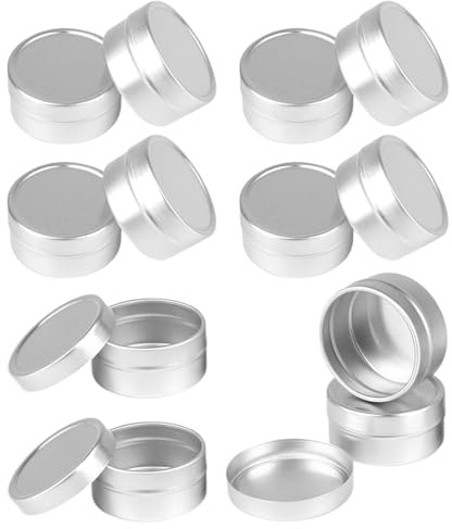 WUFKOP Set de 12 Pots en Aluminium de 10 ml, Contenants Cosmétiques avec Couvercle à Vis, Idéal pour Crème, Baume à Lèvres, DIY, Voyage et Cadeau