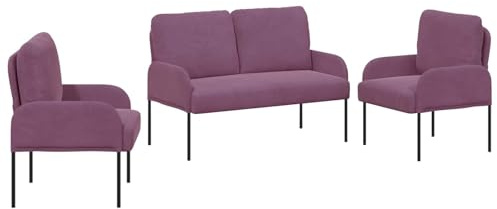 vidaXL Sofagarnituren mit Kissen 3 pcs Lila 115 x 56 x 80 cm Sperrholz, Wohnzimmer, Coole Couch, modernes Möbel, bequemer Sitz, minimalistisches Design, urbaner Stil, funktional