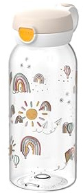 Mepal - Trinkflasche mit Klappdeckel Campus - Deckel springt per Knopfdruck auf - Trinkflasche Kinder Kohlensäure Geeignet - Auslaufsicher und Spülmaschinengeeignet - 600 ml - Sunshine & Rainbow