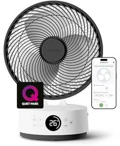 MEACO MeacoFan Sefte® 10 Pro – Akku-Tischventilator, 25 dB leise, 40 Std. Laufzeit, 1150 m³/h Luftleistung, 12 Geschwindigkeitsstufen, 3D-Oszillation, Nachtmodus,Timer, Fernbedienung, 3 Jahre Garantie