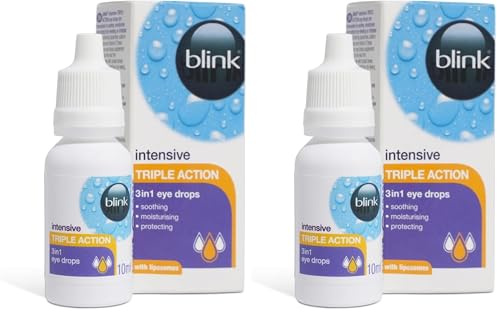 Blink Intensive Triple Action Eye Drops for Dry, Tired & Irritated Eyes - Refreshing & Moisturising Eye Drops with Liposomes, Hyaluronate and Vitamin E, Suitable for Contact Lens Users, 10ml