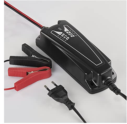 EMOS Akkuladegerät für Auto/Moto, 6/12V 4A, Akkulader mit 1,8 m Kabel und Akku-Schutz, intelligentes Ladegerät für Autobatterien, MF, Wet, VRLA, AGM und Gel-Batterieladegerät, Entsulfatierung